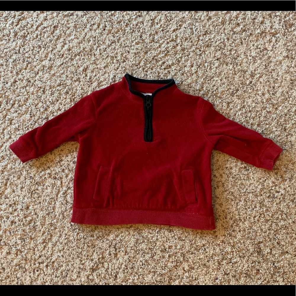 12mo toddler red half zip fleece